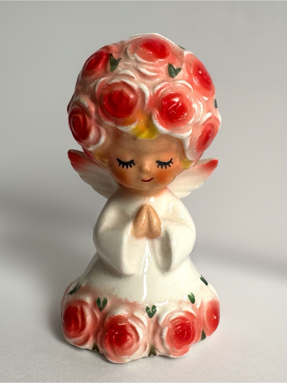 Vtg Lefton Rose Angel Single Salt Pepper Shaker Floral Kitsch Cottagecore Japan